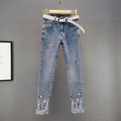Damen Frühling Herbst Koreanisch Vintage Elastisch Eng Denim Jeans Lässig Hohe Taille Bleistifthose