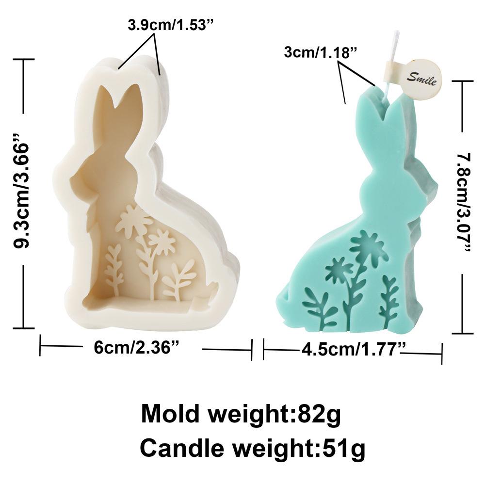 2D Flower Rabbit Candle Silicone Mold Relief Plant Flower Candle Mold Easter Rabbit Cake Chocolate Silicone Mold Soap Molds