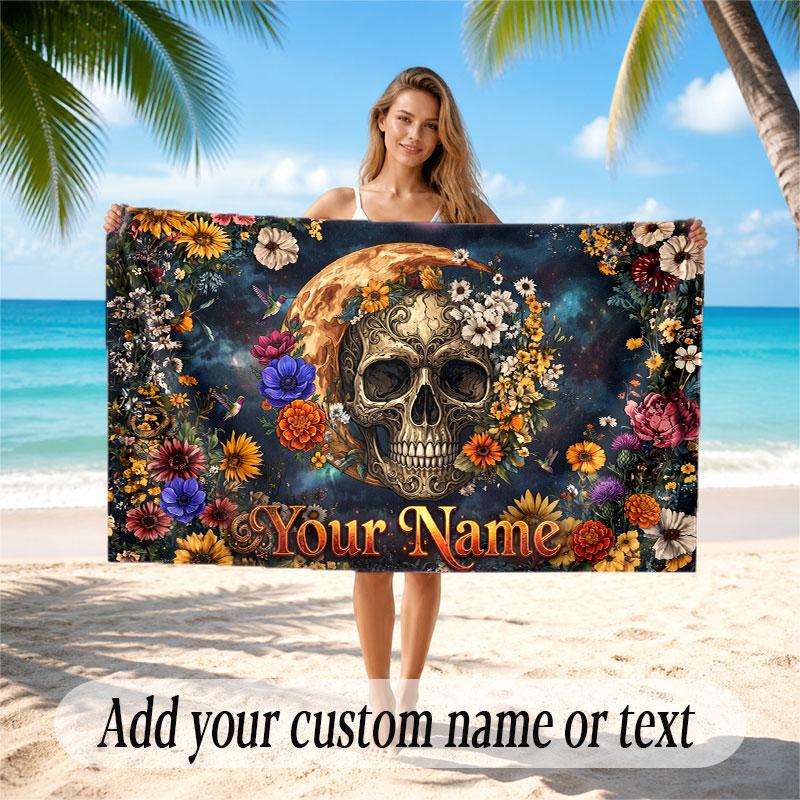 Decorative Artwork Theme Beach Towel Personalized Custom Name & Text Soft Quick Dry Beach Towel for Swimming Travel