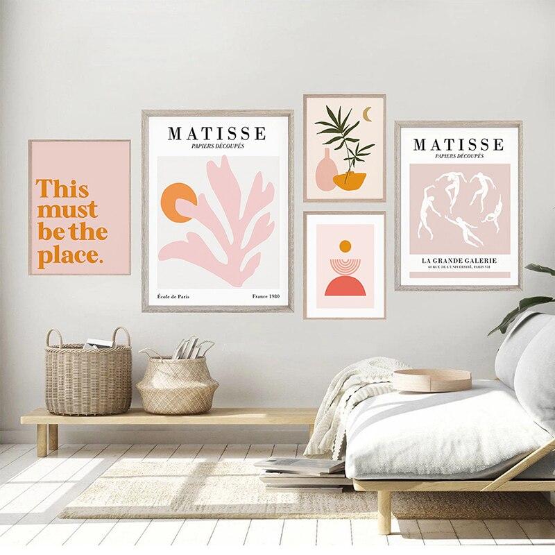 Abstrak Pink Matisse Picasso Posters Lines Rainbow Arch Canvas Painting Nordic Interior Wall Art Decorative Picture Home Decor