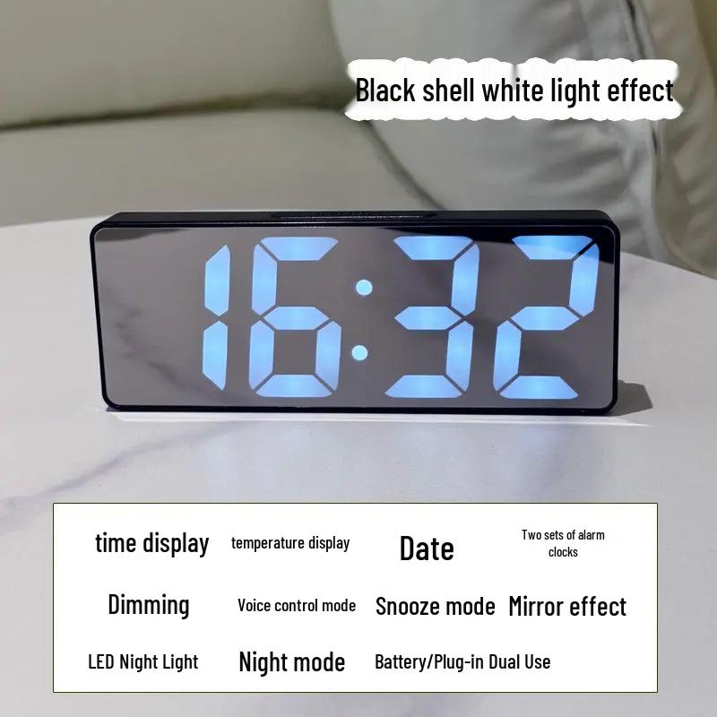 Luminous Silent Digital Table Clock with Alarm, Calendar & Temperature Display