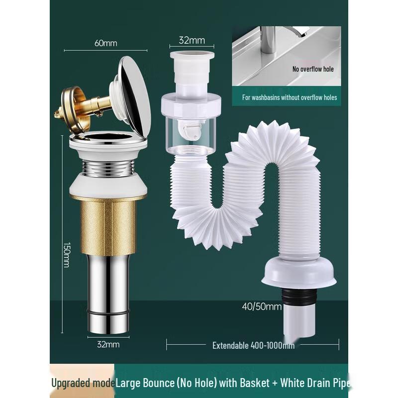 

HANDUNYOU Washbasin Pop-Up Drain Pipe Set