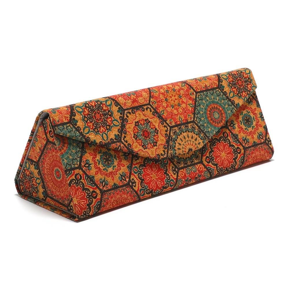 

Pu Leather Reading Glasses Box Triangle Folding Exotic Pattern Glasses Case Pressure-Resistant Hard Shell Sunglasses Box Unisex