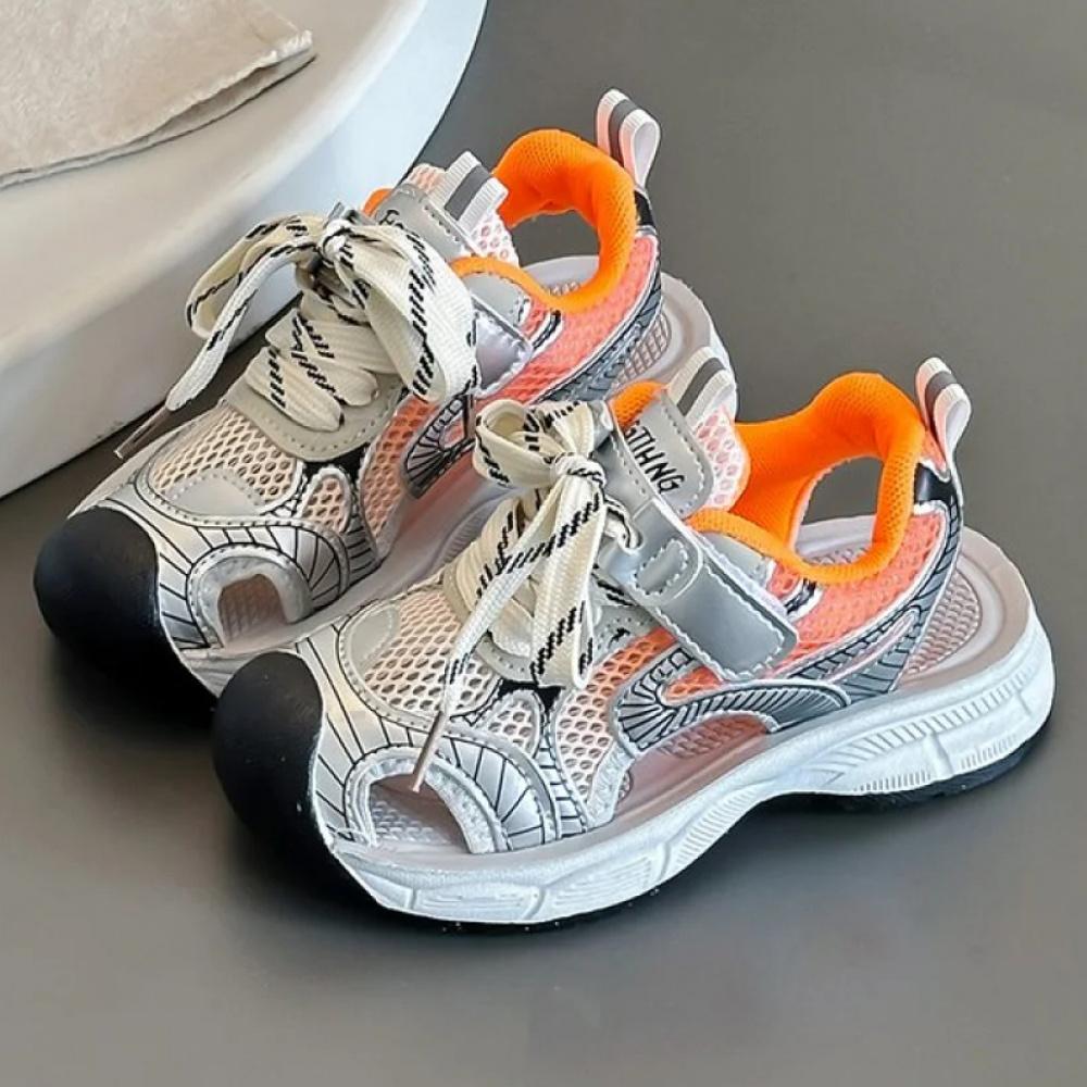 

Hollow Out Summer Sandals For Children PU Leather Mesh Breathable Boy s Girl s Running Footwear Anti-slippery Kid s Sandal 26