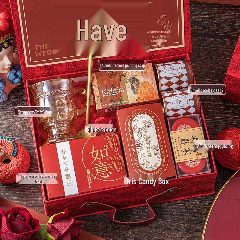 Freudiges Hochzeitsgastgeschenk-Set: Elegante Handtaschen-Geschenkbox für Brautjungfern und weibliche Gäste