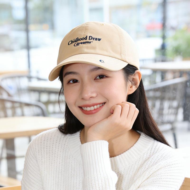 2026 spring and summer Korean peaked cap female high quality face small visor letter embroidered couple wide-brimmed baseball cap