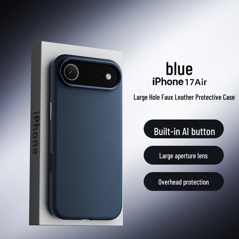 iPhone 17 Pro Max Plain Leather Business Case with AI Button