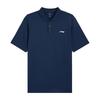 Li-Ning Fashion Simple Solid Color Letter Logo Casual Breathable Comfortable Sports Polo Shirt Unisex tops Guangdong-Blue APLU803-3