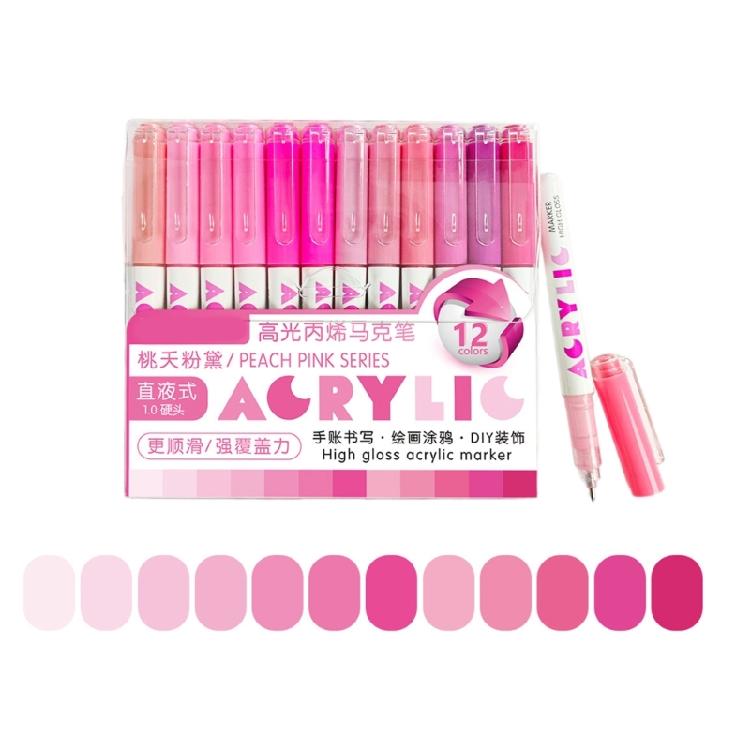 12Pack Glowing in the Dark Acrylic Paint Markers Pen Non Skip Ink Flow for Crafts and Decorations