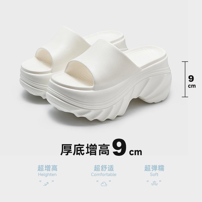 

Модные туфли на каблуке высотой 9 см, домашние и уличные тапочки для женщин, пляжные шлепанцы, мягкая толстая подошва из ЭВА, нескользящие, уличные сандалии для девочек 35-36 белый