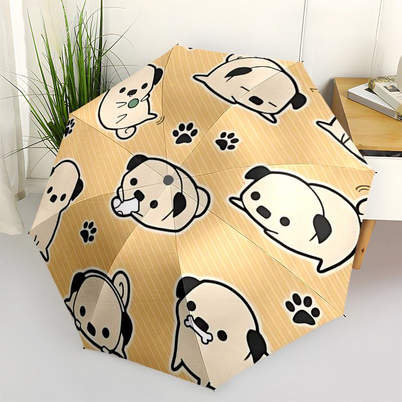 1pc Pug Pattern Automatic Open/Close Umbrella, Windproof, Folding Compact Umbrella with Lightweight Design for Women/Men062