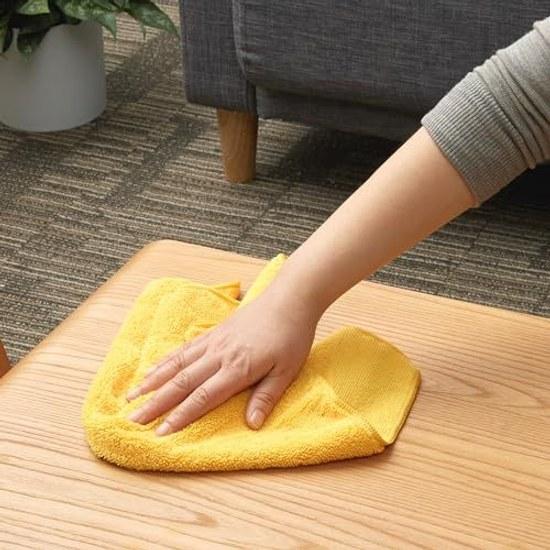 Basics Cleaning Cloth Microfiber Multipurpose Car Wash Wipe Rag 12 pieces (4040 cm) Yellow