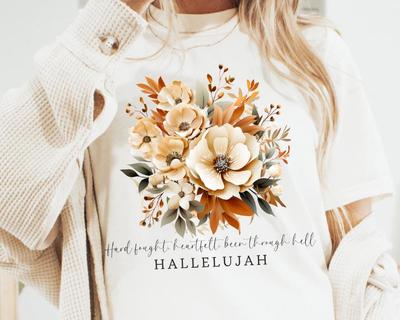 Boho Floral Christian T-Shirt, Hallelujah Comfort Colors Tee