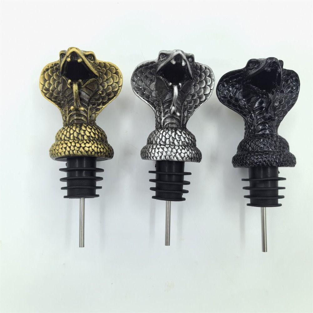 Zinc Alloy Wine Pourer Ornament Wine Aerators Unique Snake Bottle Stoppers  for Kitchen Accessories