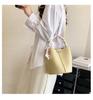 Lychee Pattern Soft Leather Handbag Bag Women's Summer New Popular One-shoulder Messenger Bag Fashion Silk Scarf Bucket Underarm Bag