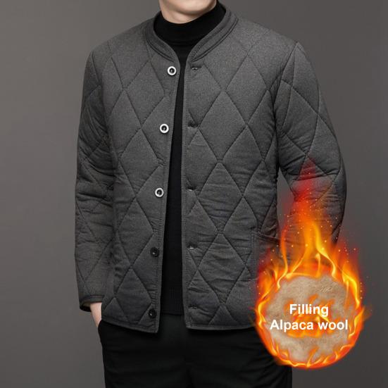 Autumn Winter Solid Color Cotton Jacket Stand Collar Long Sleeve Quilted Padded Thickened