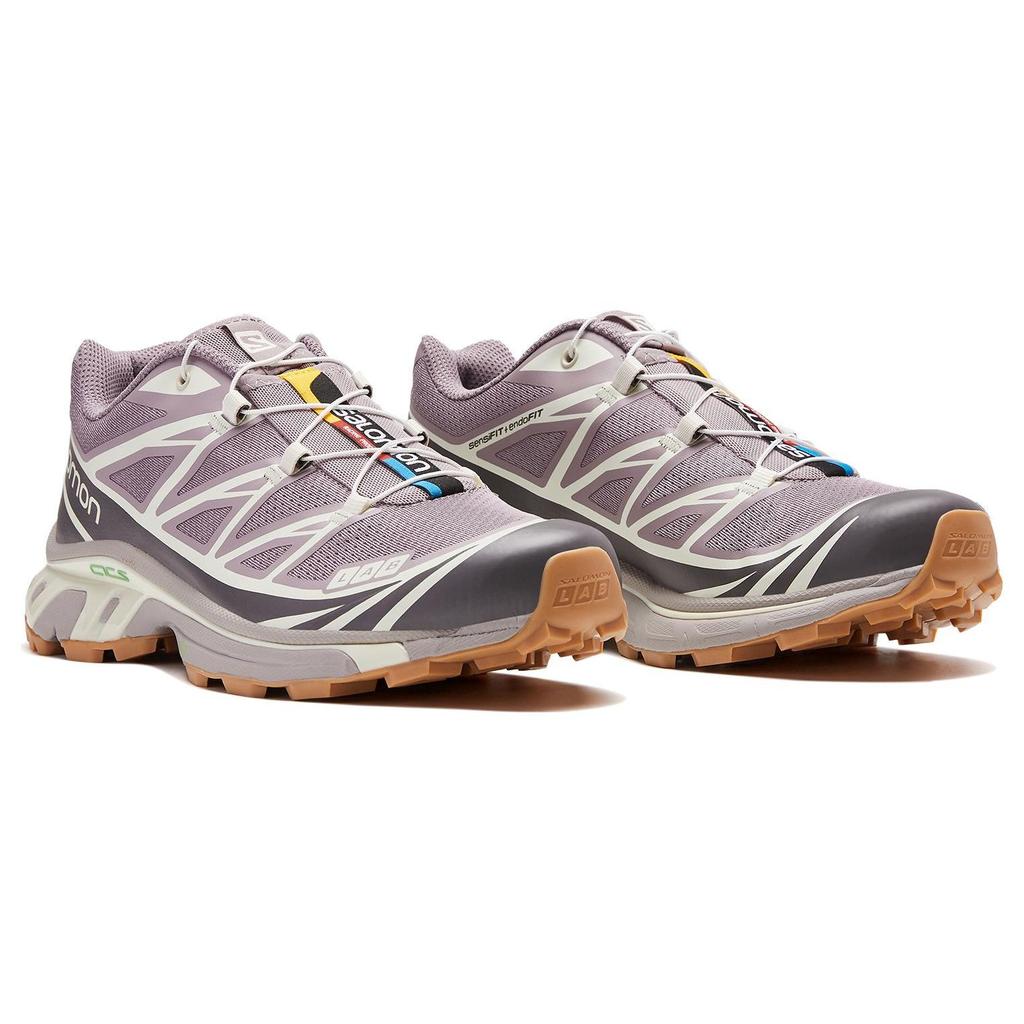 SALOMON XT-6 Lace-Up Flat Round Toe Mesh Low-Top Contagrip Casual Trail Running Shoes Unisex Sneaker Red Brown 471482