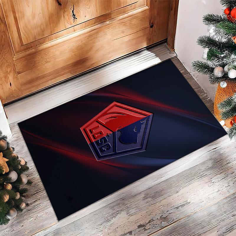 LOSC Lille FC Soccer Football Pattern Soft Area Rug Non Slip Indoor Floor Carpet Sports Decor Mat for Bedroom
