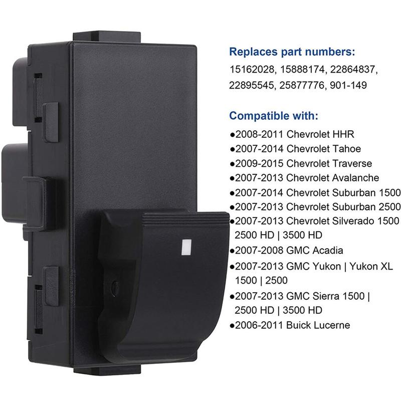 22895545 For Chevy Chevrolet Silverado/ GMC Sierra 2007-2013 Passenger Side Power Window Control Switch Button Accessories