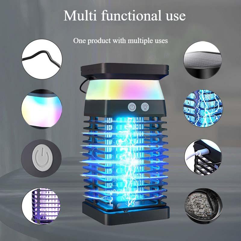 Lampă anti-țânțari cu energie solară, lampă UV, capcană pentru muște cu lumină violetă, lampă anti-țânțari cu șoc electric cu încărcare externă