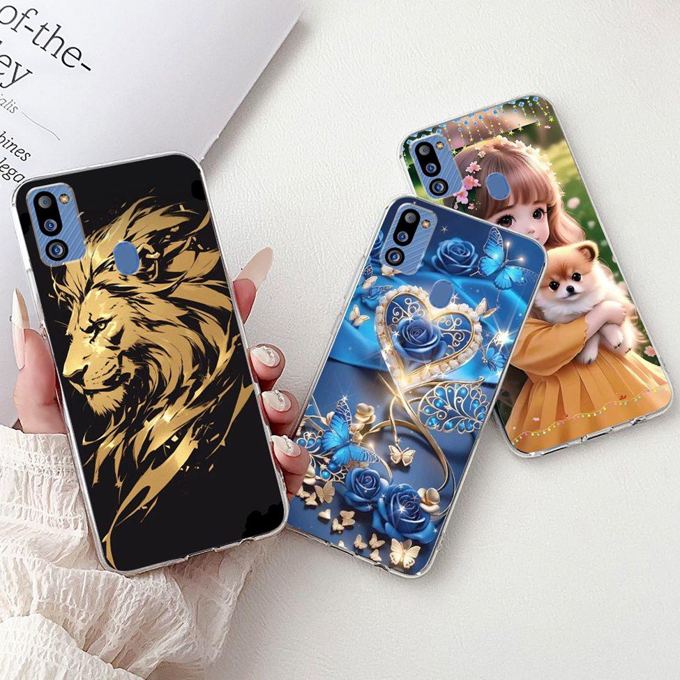 For Samsung M21 2021 Case Clear Fashion Cute Cat Cool Luxury Painted Soft Funda For Samsung Galaxy M21 2021 Back Cover SM-M215G