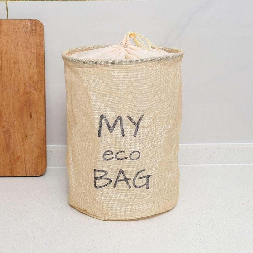2Pcs Washable Fruit Storage Bag Wear-resistant Foldable Imitation Linen Storage Bag Recyclable Kitchen Drawstring Bag