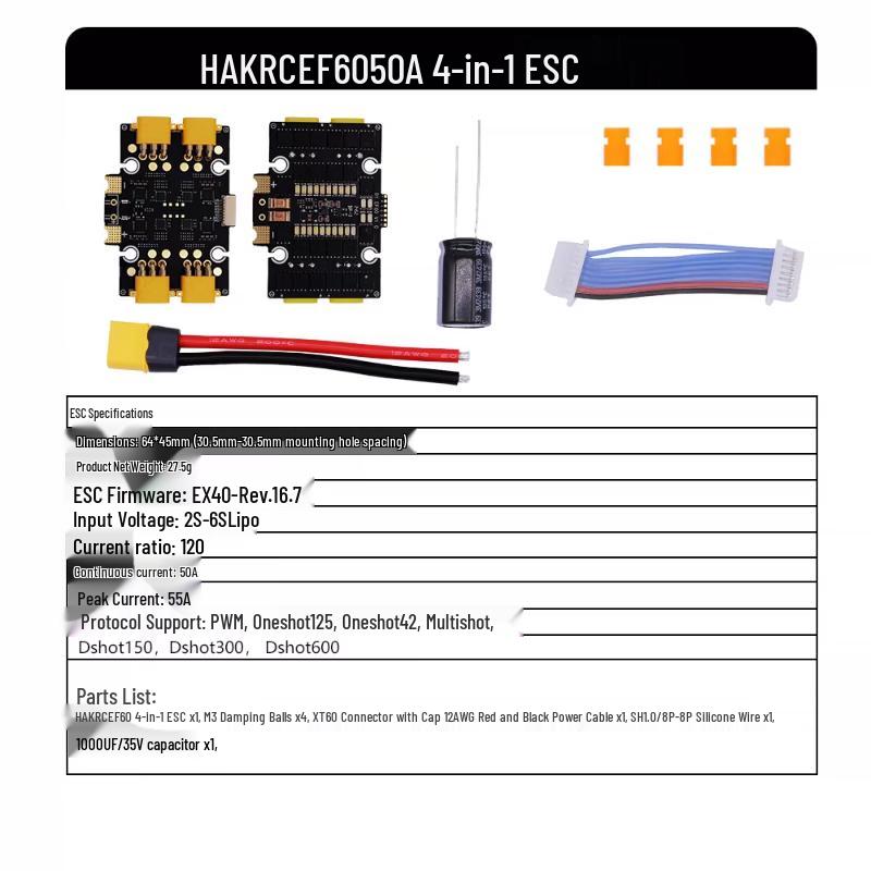 HAKRC F405 EF60 Solderless FPV Flight Stack