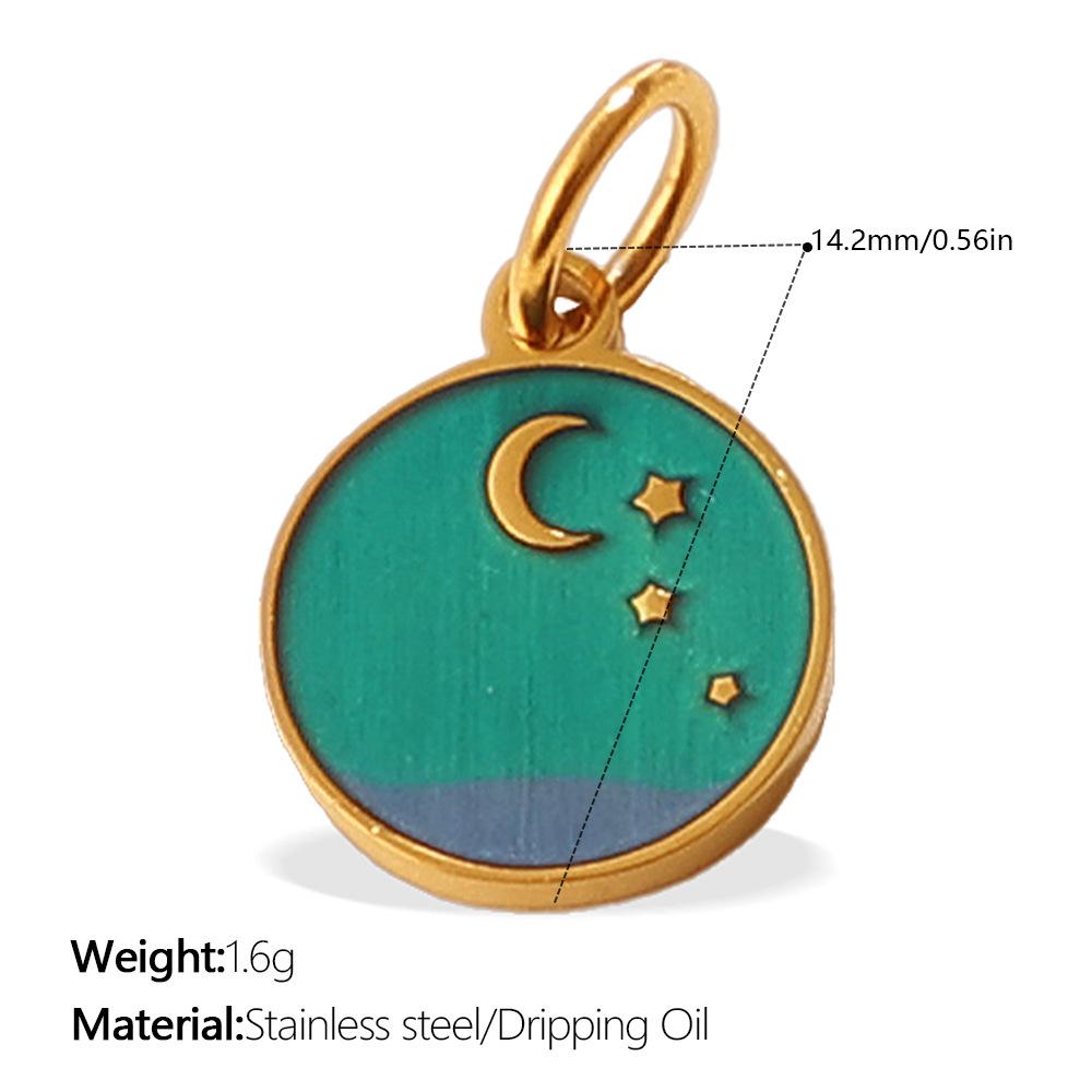 Stainless Steel Moon & Planet Necklace Pendant Bracelet Set for Women