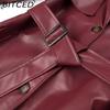 BITCED Women's Spring/Autumn Plus Size Oversized Casual Fashion Long Leather-Style Trench Coat