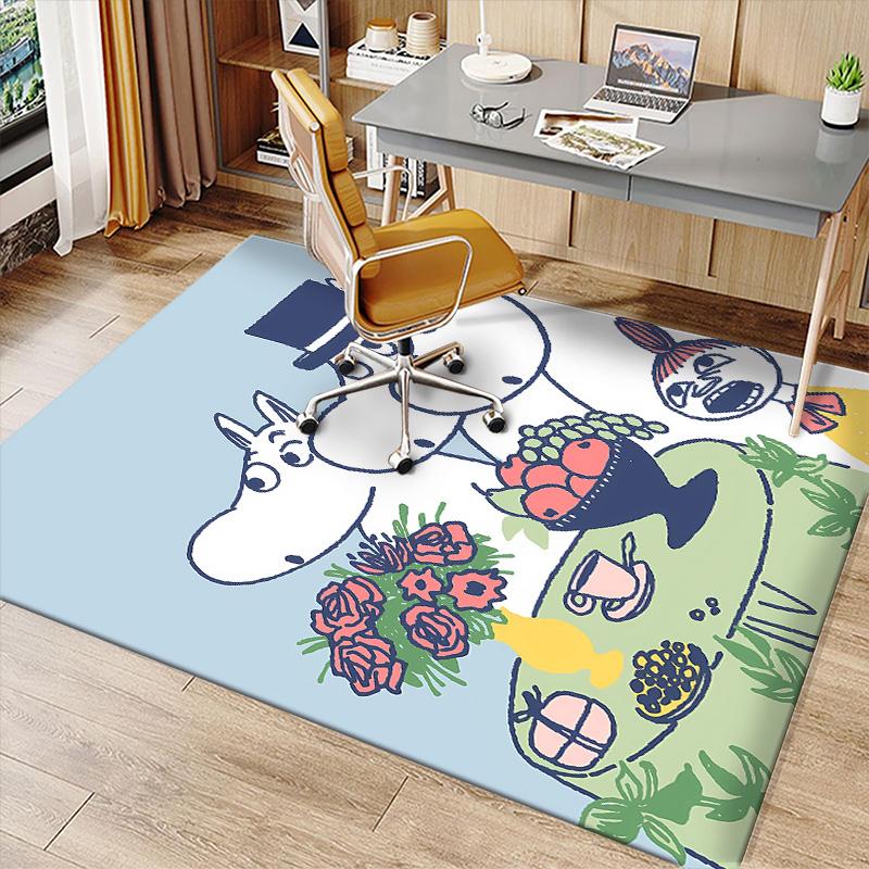 Moomin Cartoon Printed Absorbent Washable Carpet,Non-Slip Bathroom Mats,Kitchen Rugs,Living Room Entrance,Camping Picnic Rugs