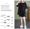 Women's Fashionable European Style Short-Sleeved Two-Piece Suits with Pockets, Plus-Size, Slimming Shorts, Casual Design.