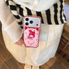 Aesthetic Red Strawberry My Melody Phone Case For iPhone 17 16 15 14 Pro Max Cute Polka Dot Gingham Stand Protective Cover for W