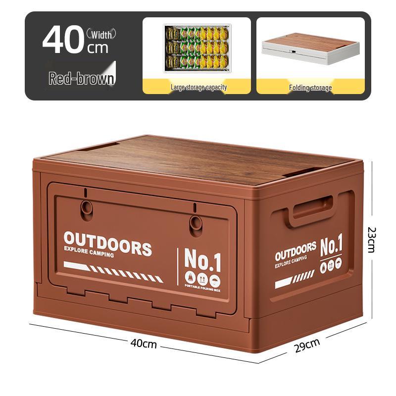 Extra Large Outdoor Storage Box: Side-Opening, Wood Lid, Foldable Camping & Car Trunk Organizer