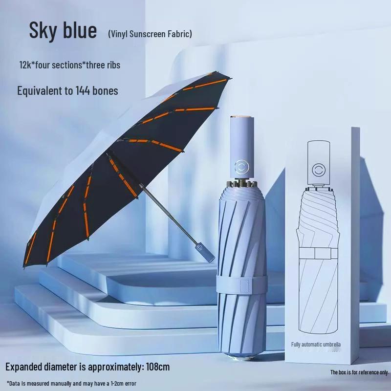 Compact Dual-Use Automatic Umbrella for Sun & UV Protection - Unisex, Large, Lightweight, Foldable
