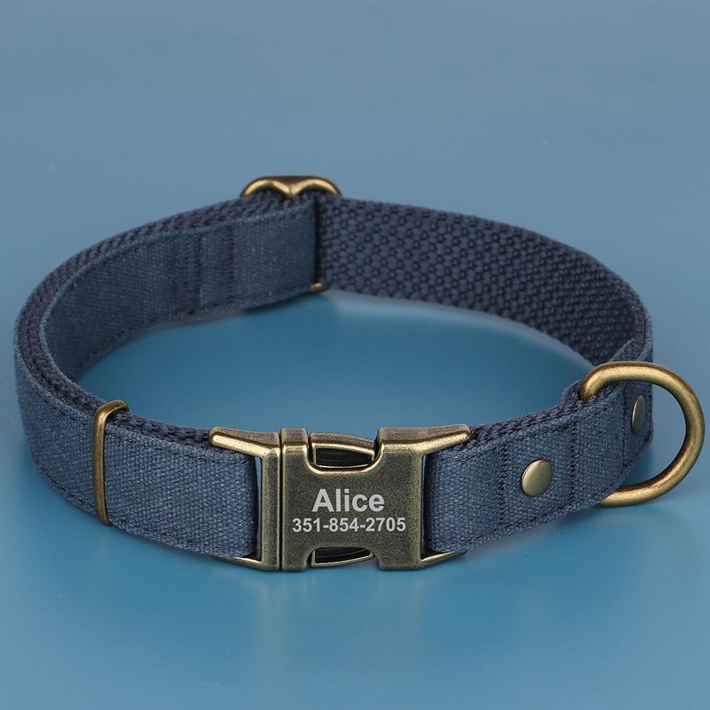 

Personalized Dog Collar Durable Nylon Dogs Collars Free Custom Pet Buckle ID Necklace Adjustable for Small Large Dogs Bulldog S
