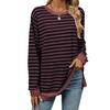 Autumn and Winter Women's Blouse Plus Size Striped Clashing Round Neck Long Sleeve Loose Top