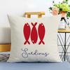 Sweet Lovely Cute Coastal Charm SardineS Cushion Cover Washable Linen Pillowcase Soft  for Sofa Bed Cozy Home Room Decor