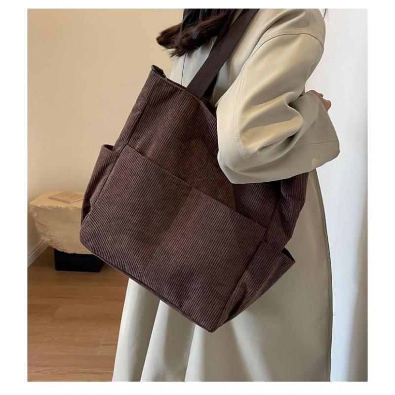 Corduroy Bag Women With Large Capacity 2026 New All-matching Single-shoulder Diagonal High-end Commuting Tote