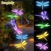 New LED Solar Wind Chime Crystal Ball Hummingbird Wind Chime Light Color Changing Waterproof Hanging Solar Light For Home Garden