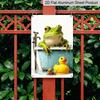 2D Flat, Retro Frog in Bathtub Aluminum Wall Sign - Vintage French Decor Suitable for Home, for Man Cave, Bars, Cafes | Indoor/Outdoor Bathroom