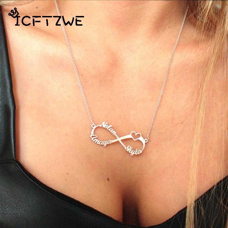 Custom Infinity Pendant Necklace For Women Personalized Stainless Steel Chain Infinity Name Necklaces Christmas Jewelry Gift