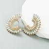 Hoop Half Earring Geometric Women Round Alloy Full Crystal Temperament High Quality Earrings