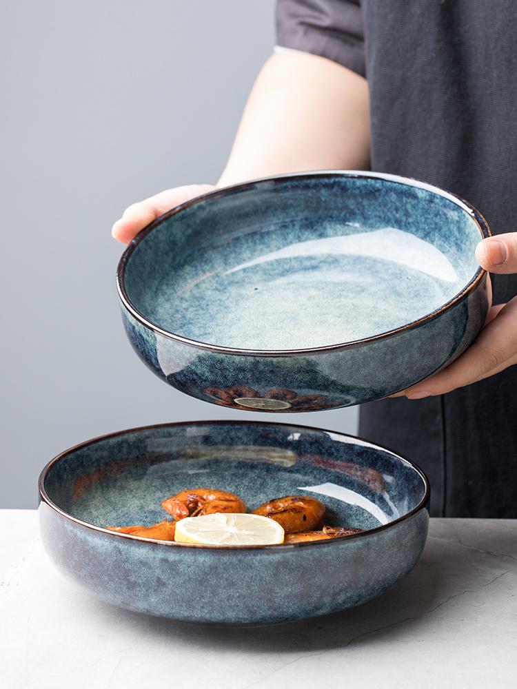 Vintage Ceramic Bowl Salad Bowl Single Nordic Creative Design Dish Bowl Noodle Bowl Home Personalized Best Dish Deep Plate