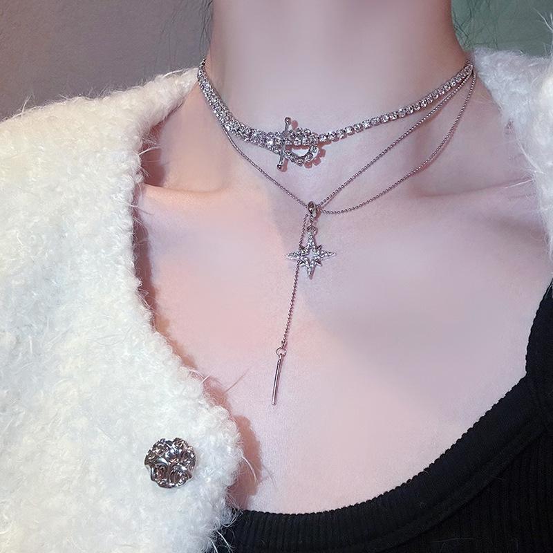 Multi-layer Star Pendant, Fringed Necklace, Fashionable Niche Design, Light Luxury and Versatile, High-end Necklace Accessories for Women