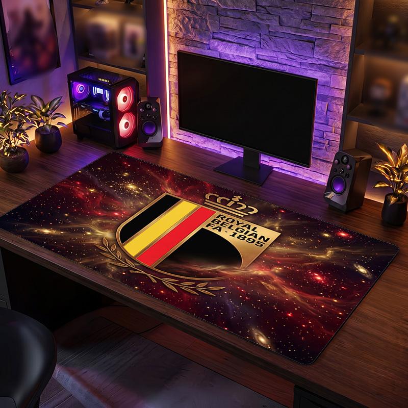 Belgium Football Crest Mouse Pad, Extended Non Slip Rubber Desk Mat for Gaming Office Laptop Fan Gift