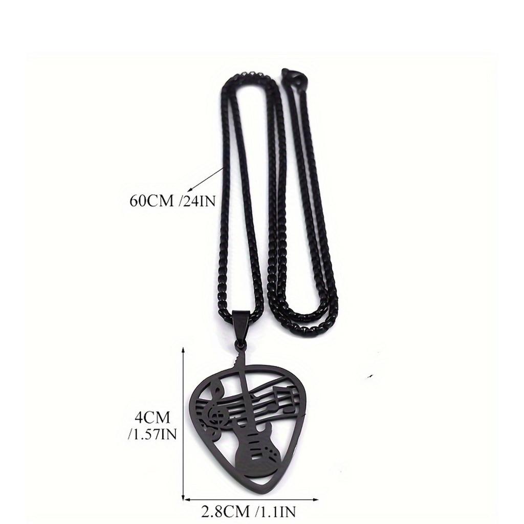 A Stylish And Unique Necklace Suitable for Both Men And Women, Featuring a Guitar Note Pendant, Perfect As a Gift for Music Enthusiasts.