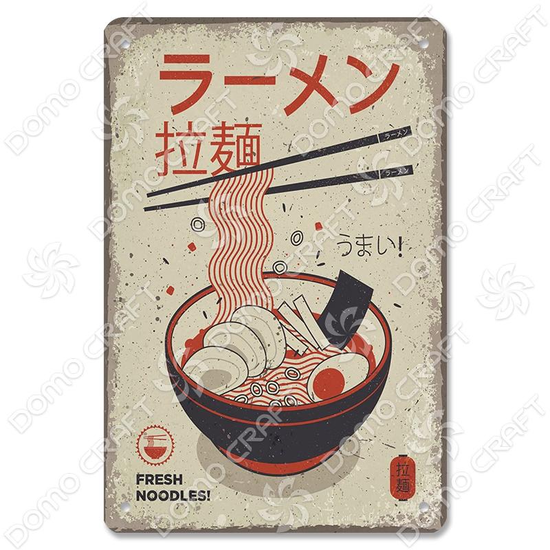 Japon yemekleri posteri Metal plak teneke işareti Vintage Ramen bira Metal plakalar duvar dekoru Bar Pub mutfak ev