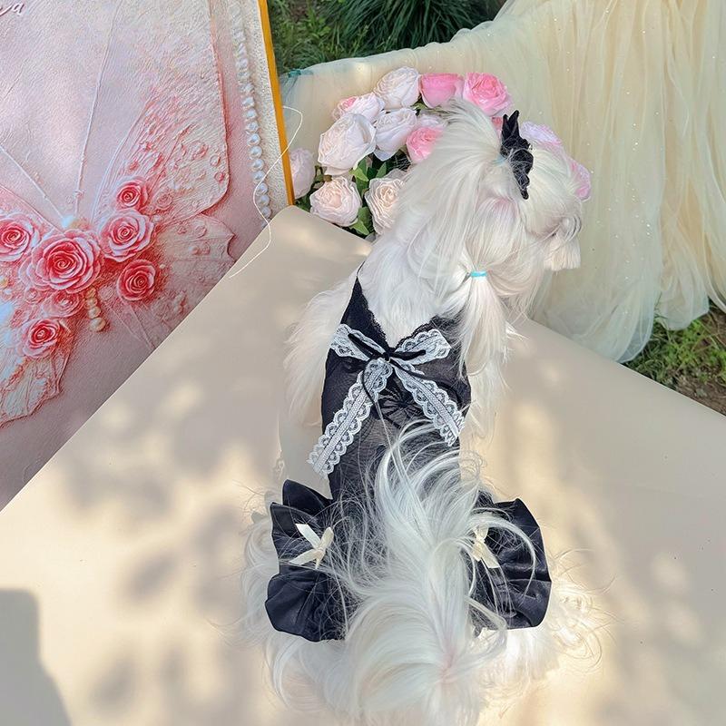 Pet Summer Mesh Strap Yorkshire Small Dog Lace Pet Cool Thin Dress Dog Dresses for Small Dogs Puppy Clothes