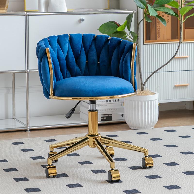 Elegant Gold Makeup & Dressing Stool with Fabric Upholstery