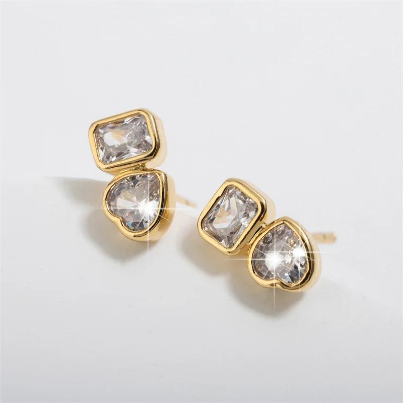 

ZAKOL Модные серьги-гвоздики с циркониевым покрытием маркиза для женщин Изысканные серьги-гвоздики с листьями и сердечками из фианита для вечеринок и повседневных ювелирных изделий